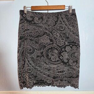 NY & CO Medium Black White Paisley Swirl Print Mid Rise Knee Length Skirt